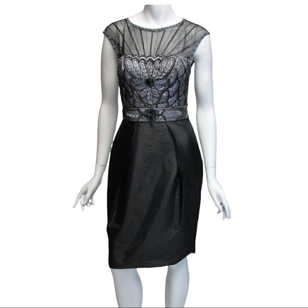 ‎Sue Wong Black Beaded Sleeveless Short Dress